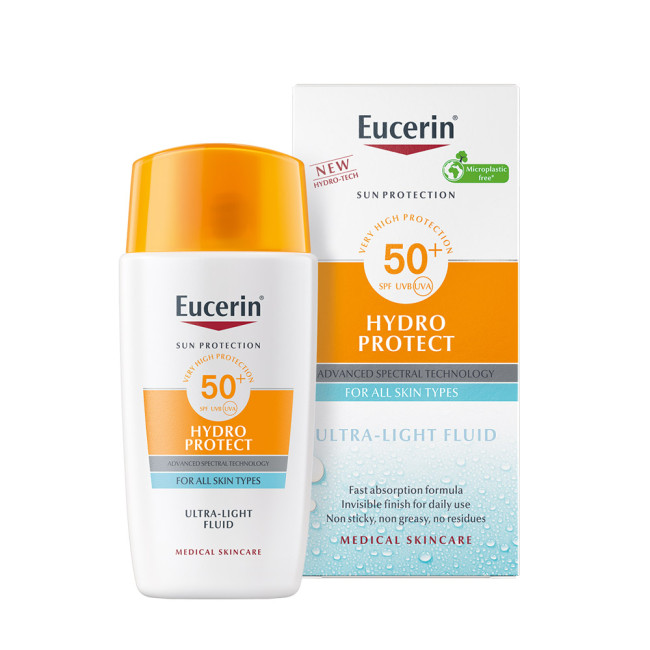 Eucerin Ecran Sun Protection Sensitive Protect Fluid hydratant SPF 50+ Eucerin Ecran Sun Protection Sensitive Protect Fluid hydratant SPF 50+