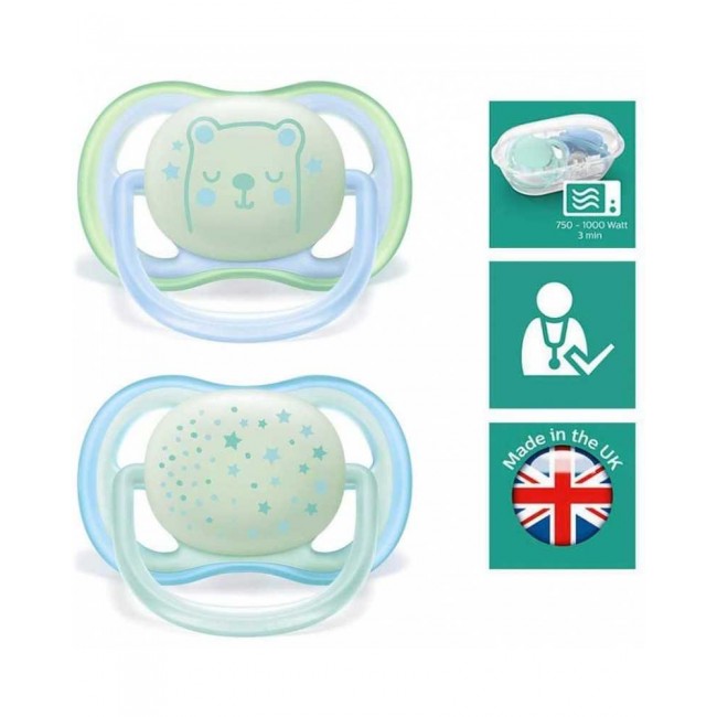 AVENT STHR sucette (bleu) ultra air nuit 6-18 mois