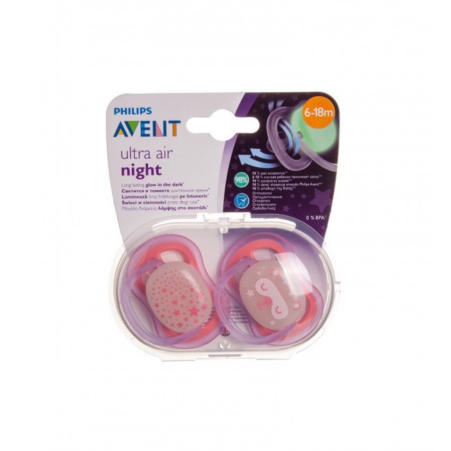 Avent STHR sucette (rose) ulra air nuit 6-18 mois