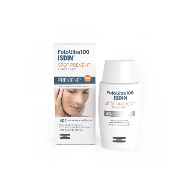 Isdin ecran FotoUltra100 Spot prevent Fusion fluid SPF50+ très haute protection - 50 ml Isdin ecran FotoUltra100 Spot prevent Fusion fluid SPF50+ très haute protection - 50 ml